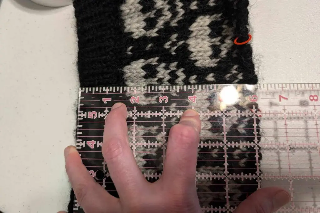 In-Process pic of the scaled up sock pattern when I was trying to decide how many more rows to go.